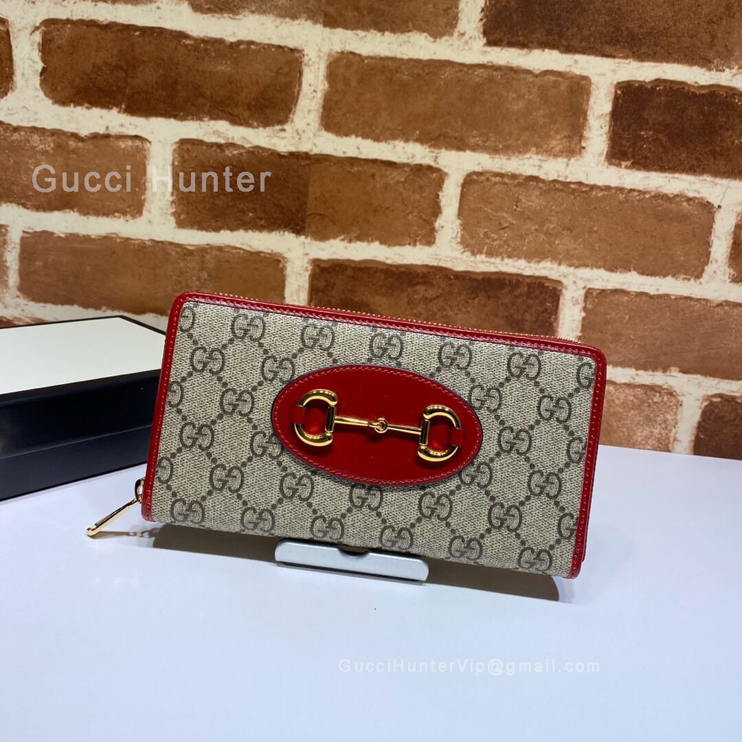 Gucci Horsebit 1955 Zip Around Wallet Red 621889